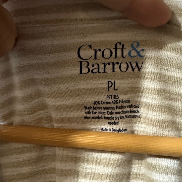 Croft & Barrow Beige Striped Short Sleeve Tee - Picture 2 of 3